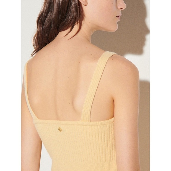 SANDRO Wool Rib Knit Sleeveless V-Neck Slim Cropped Camisole Sweater Tank Top S - Picture 5 of 10